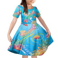 Under The Sea Scuba Diving Kid Short Sleeve Dress Polynesian Pattern LT05 KID Blue - Polynesian Pride