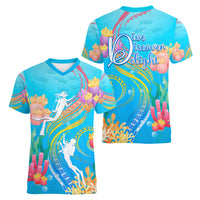 Under The Sea Scuba Diving Women V Neck T Shirt Polynesian Pattern LT05 - Polynesian Pride