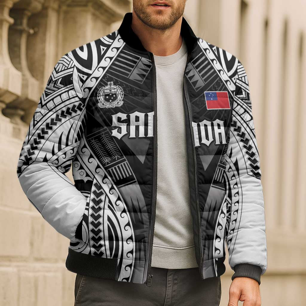 Personalised Remember Samoa Black Saturday Bomber Puffer Jacket Samoa Mo Samoa - Polynesian Pride