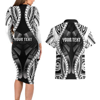Personalised Remember Samoa Black Saturday Couples Matching Long Sleeve Bodycon Dress and Hawaiian Shirt Samoa Mo Samoa - Polynesian Pride