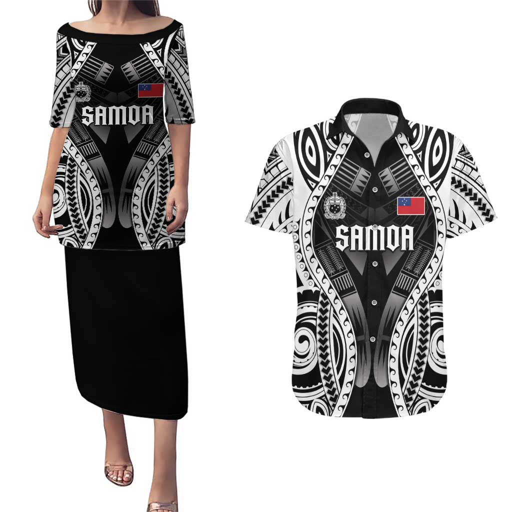 Personalised Remember Samoa Black Saturday Couples Matching Puletasi and Hawaiian Shirt Samoa Mo Samoa - Polynesian Pride