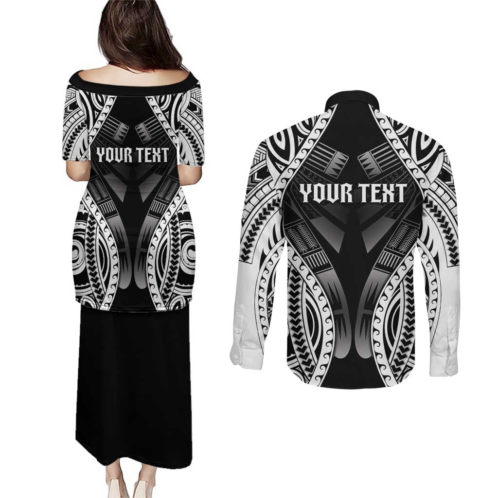 Personalised Remember Samoa Black Saturday Couples Matching Puletasi and Long Sleeve Button Shirt Samoa Mo Samoa - Polynesian Pride