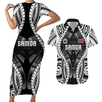 Personalised Remember Samoa Black Saturday Couples Matching Short Sleeve Bodycon Dress and Hawaiian Shirt Samoa Mo Samoa - Polynesian Pride