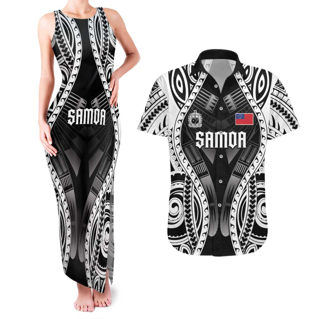 Personalised Remember Samoa Black Saturday Couples Matching Tank Maxi Dress and Hawaiian Shirt Samoa Mo Samoa - Polynesian Pride