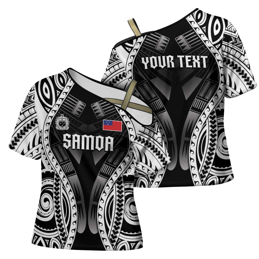 Personalised Remember Samoa Black Saturday Cross Shoulder Shirt Samoa Mo Samoa - Polynesian Pride
