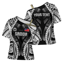 Personalised Remember Samoa Black Saturday Cross Shoulder Shirt Samoa Mo Samoa - Polynesian Pride