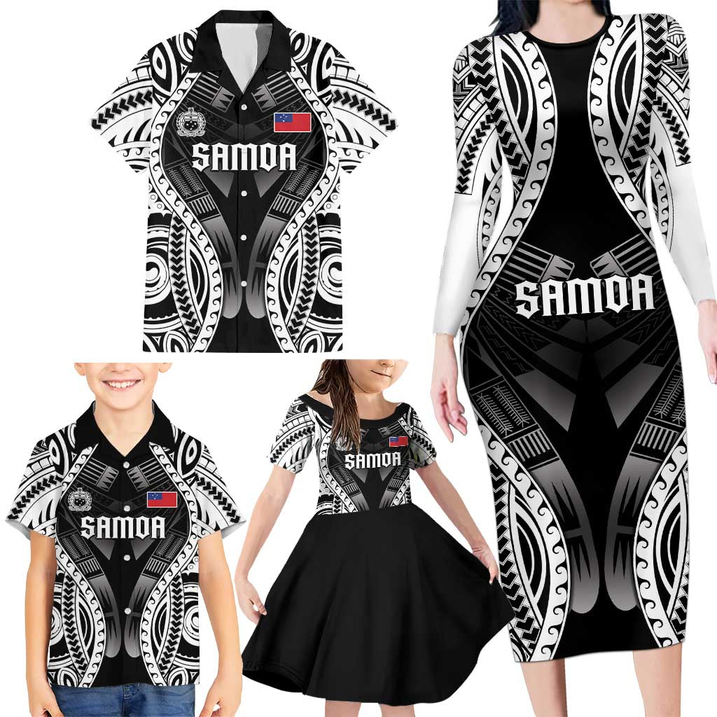 Personalised Remember Samoa Black Saturday Family Matching Long Sleeve Bodycon Dress and Hawaiian Shirt Samoa Mo Samoa - Polynesian Pride