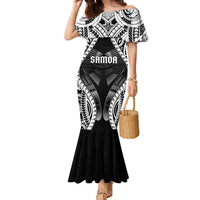 Personalised Remember Samoa Black Saturday Family Matching Mermaid Dress and Hawaiian Shirt Samoa Mo Samoa LT05 Mom's Dress Black - Polynesian Pride