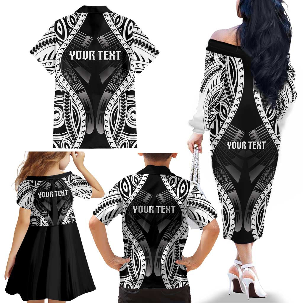 Personalised Remember Samoa Black Saturday Family Matching Off The Shoulder Long Sleeve Dress and Hawaiian Shirt Samoa Mo Samoa - Polynesian Pride