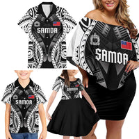 Personalised Remember Samoa Black Saturday Family Matching Off Shoulder Short Dress and Hawaiian Shirt Samoa Mo Samoa - Polynesian Pride