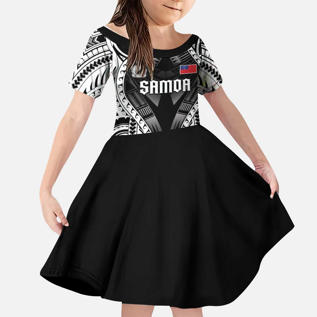 Personalised Remember Samoa Black Saturday Kid Short Sleeve Dress Samoa Mo Samoa - Polynesian Pride