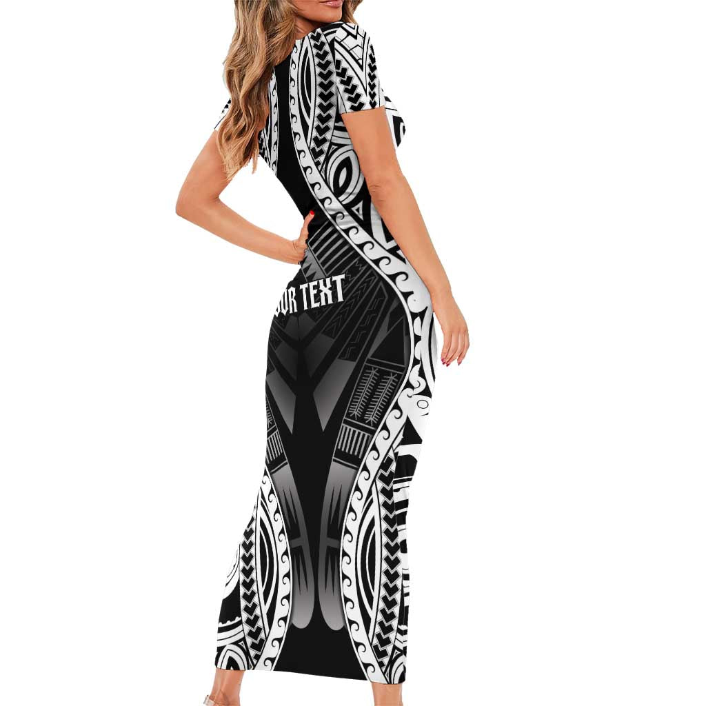 Personalised Remember Samoa Black Saturday Short Sleeve Bodycon Dress Samoa Mo Samoa - Polynesian Pride