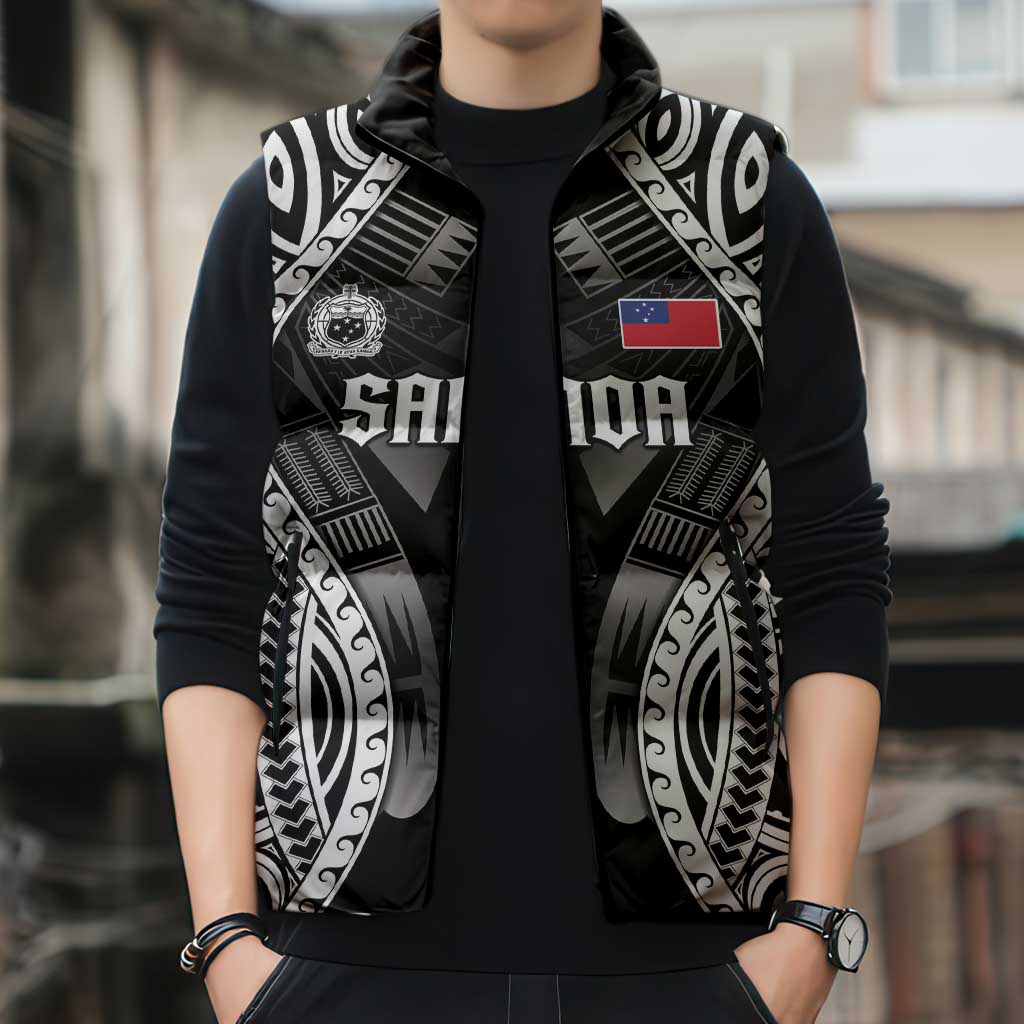 Personalised Remember Samoa Black Saturday Sleeveless Puffer Jacket Samoa Mo Samoa - Polynesian Pride