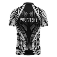 Personalised Remember Samoa Black Saturday Zipper Polo Shirt Samoa Mo Samoa - Polynesian Pride