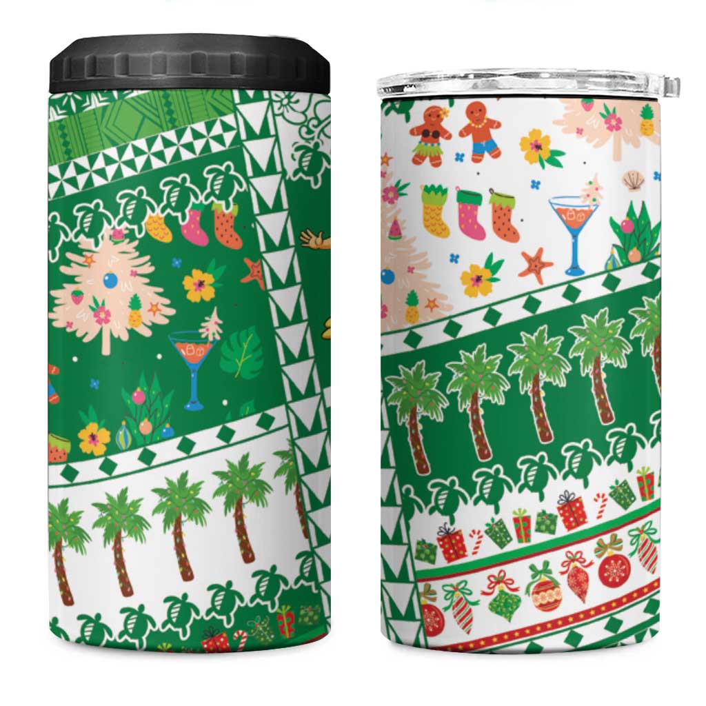 Norfolk Island Christmas 4 in 1 Can Cooler Tumbler Festive Beach Vibes LT05 One Size: 16 oz Green - Polynesian Pride