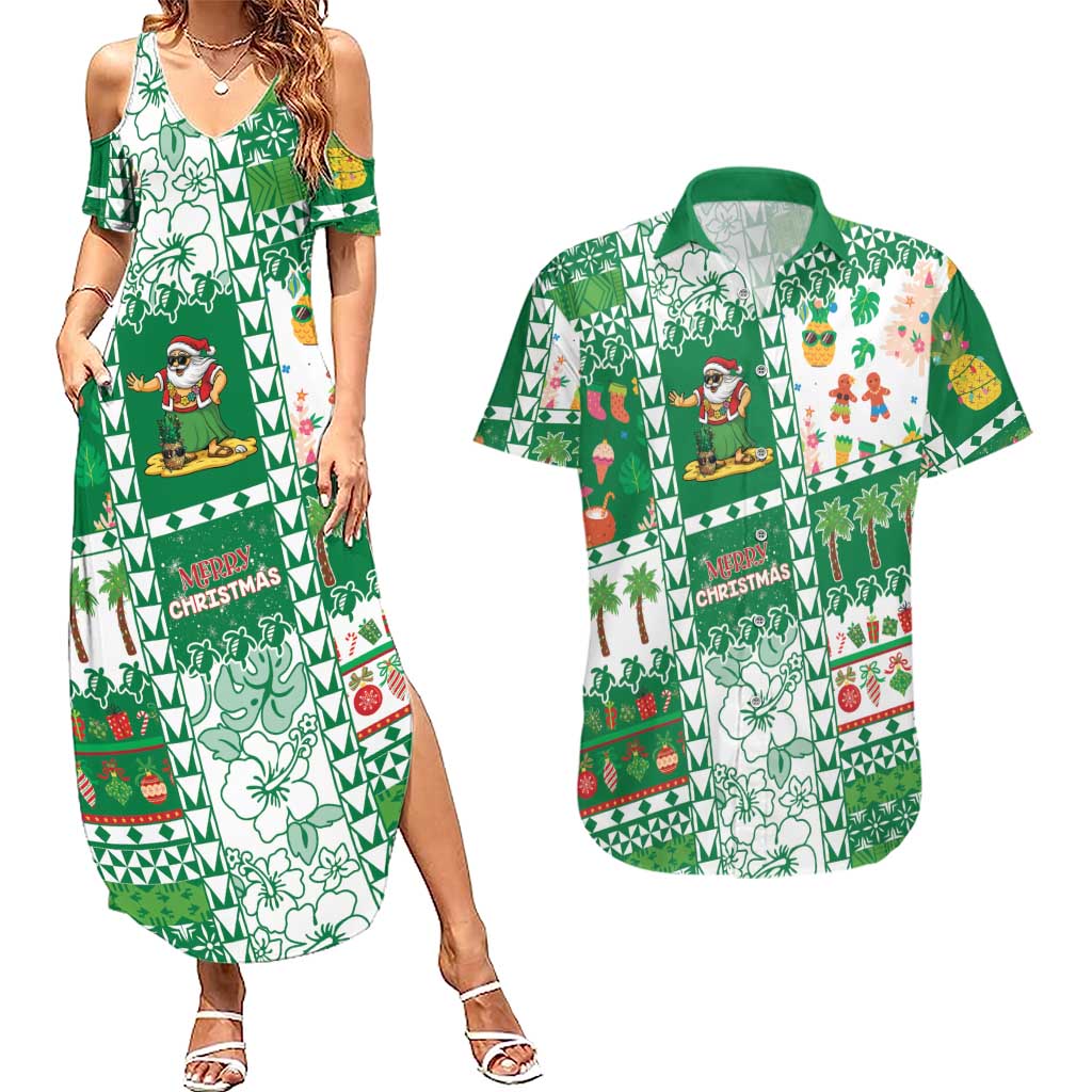 Norfolk Island Christmas Couples Matching Summer Maxi Dress and Hawaiian Shirt Festive Beach Vibes - Polynesian Pride