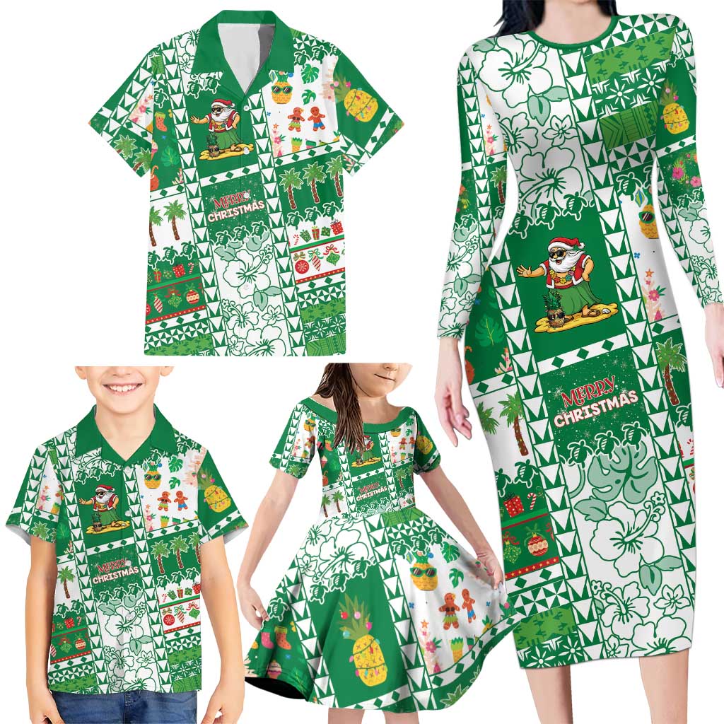Norfolk Island Christmas Family Matching Long Sleeve Bodycon Dress and Hawaiian Shirt Festive Beach Vibes LT05 - Polynesian Pride