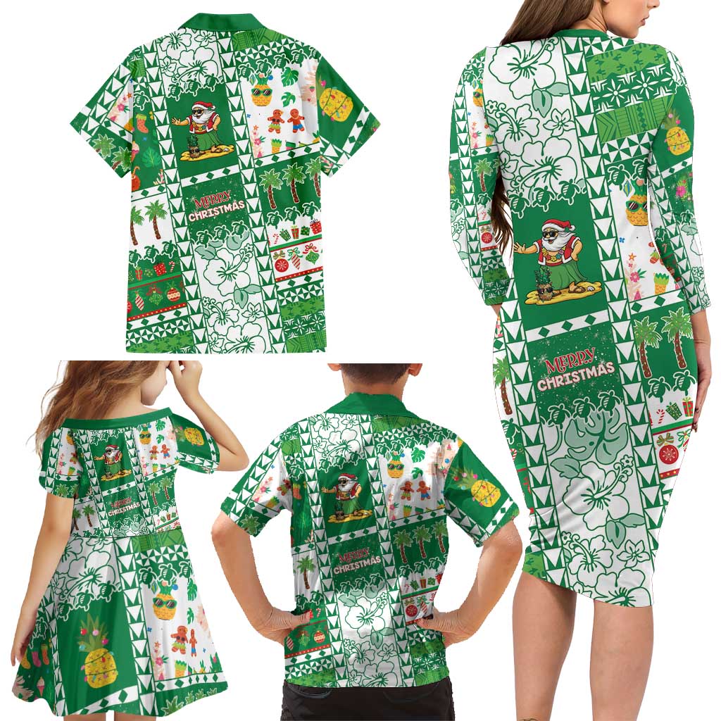 Norfolk Island Christmas Family Matching Long Sleeve Bodycon Dress and Hawaiian Shirt Festive Beach Vibes LT05 - Polynesian Pride