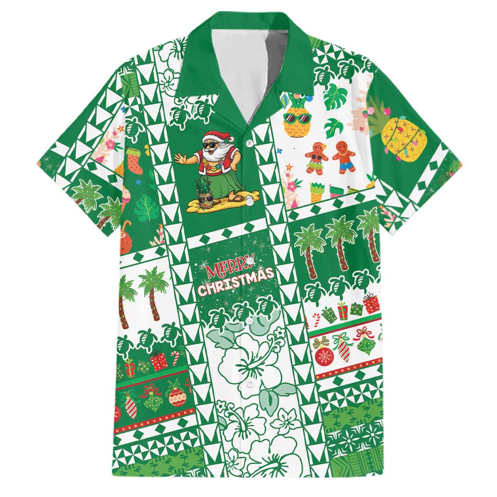 Norfolk Island Christmas Family Matching Long Sleeve Bodycon Dress and Hawaiian Shirt Festive Beach Vibes LT05 Dad's Shirt - Short Sleeve Green - Polynesian Pride