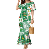Norfolk Island Christmas Family Matching Mermaid Dress and Hawaiian Shirt Festive Beach Vibes LT05 Mom's Dress Green - Polynesian Pride
