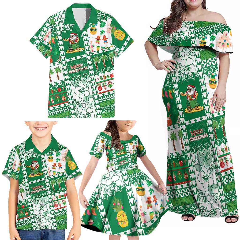 Norfolk Island Christmas Family Matching Off Shoulder Maxi Dress and Hawaiian Shirt Festive Beach Vibes LT05 - Polynesian Pride