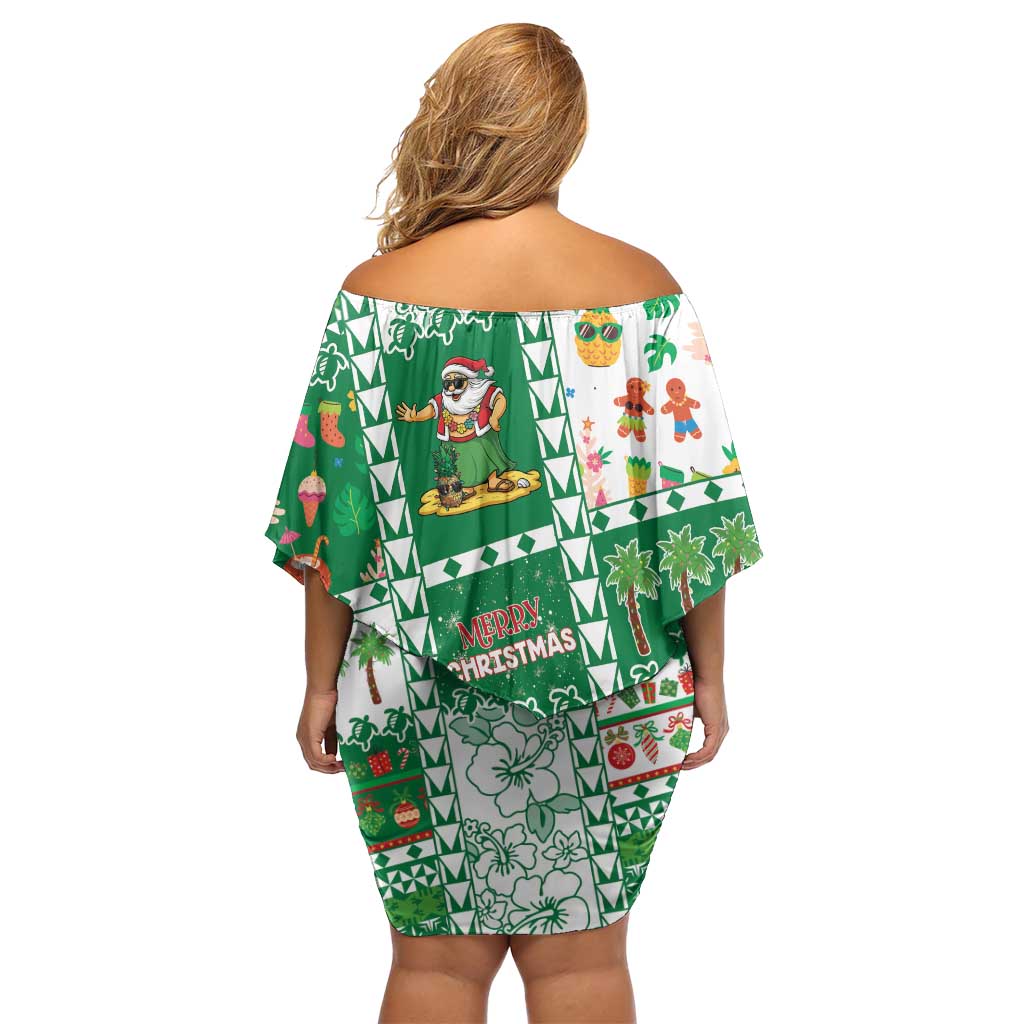 Norfolk Island Christmas Family Matching Off Shoulder Short Dress and Hawaiian Shirt Festive Beach Vibes LT05 - Polynesian Pride