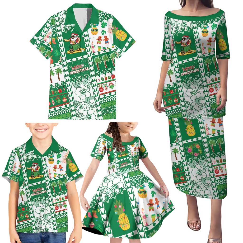 Norfolk Island Christmas Family Matching Puletasi and Hawaiian Shirt Festive Beach Vibes - Polynesian Pride