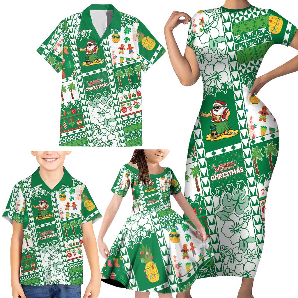 Norfolk Island Christmas Family Matching Short Sleeve Bodycon Dress and Hawaiian Shirt Festive Beach Vibes LT05 - Polynesian Pride