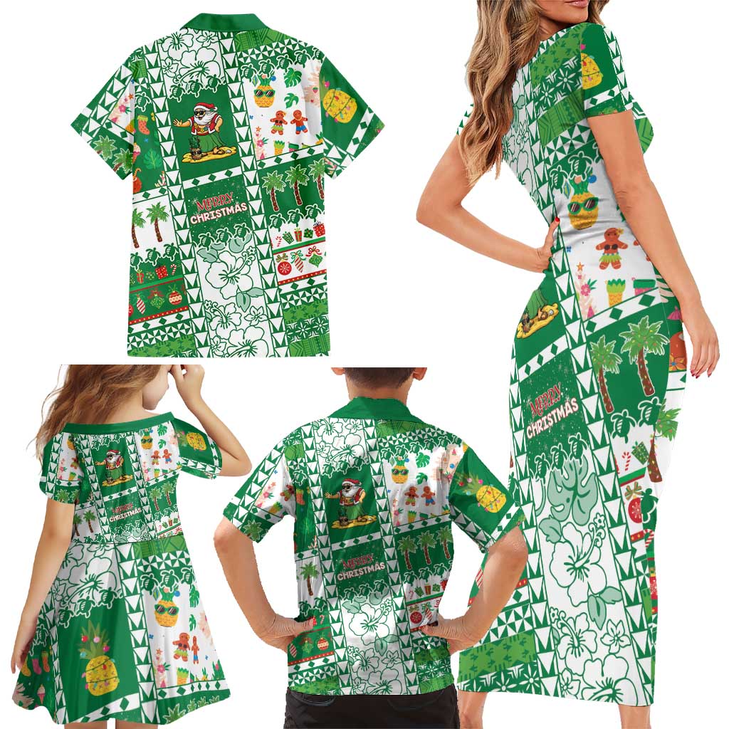 Norfolk Island Christmas Family Matching Short Sleeve Bodycon Dress and Hawaiian Shirt Festive Beach Vibes LT05 - Polynesian Pride