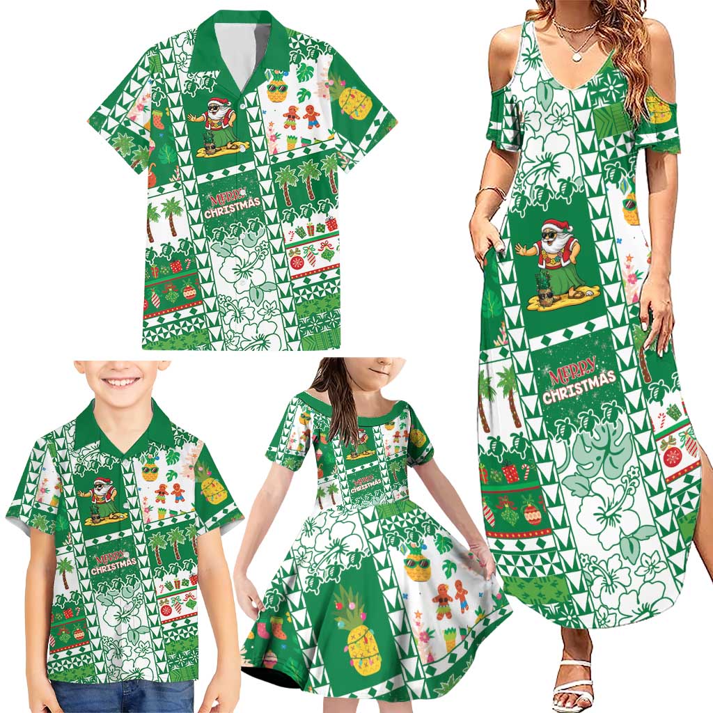 Norfolk Island Christmas Family Matching Summer Maxi Dress and Hawaiian Shirt Festive Beach Vibes - Polynesian Pride