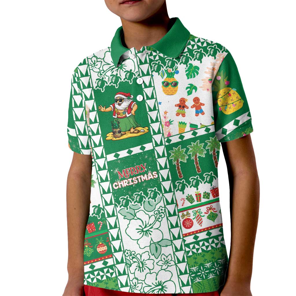 Norfolk Island Christmas Kid Polo Shirt Festive Beach Vibes LT05 Kid Green - Polynesian Pride