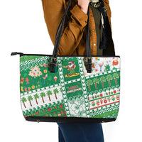 Norfolk Island Christmas Leather Tote Bag Festive Beach Vibes - Polynesian Pride
