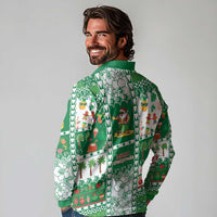 Norfolk Island Christmas Long Sleeve Polo Shirt Festive Beach Vibes LT05 - Polynesian Pride