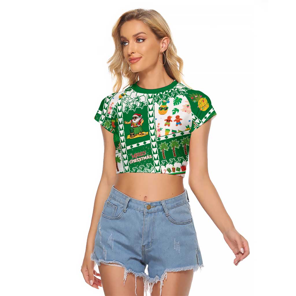 Norfolk Island Christmas Raglan Cropped T Shirt Festive Beach Vibes - Polynesian Pride