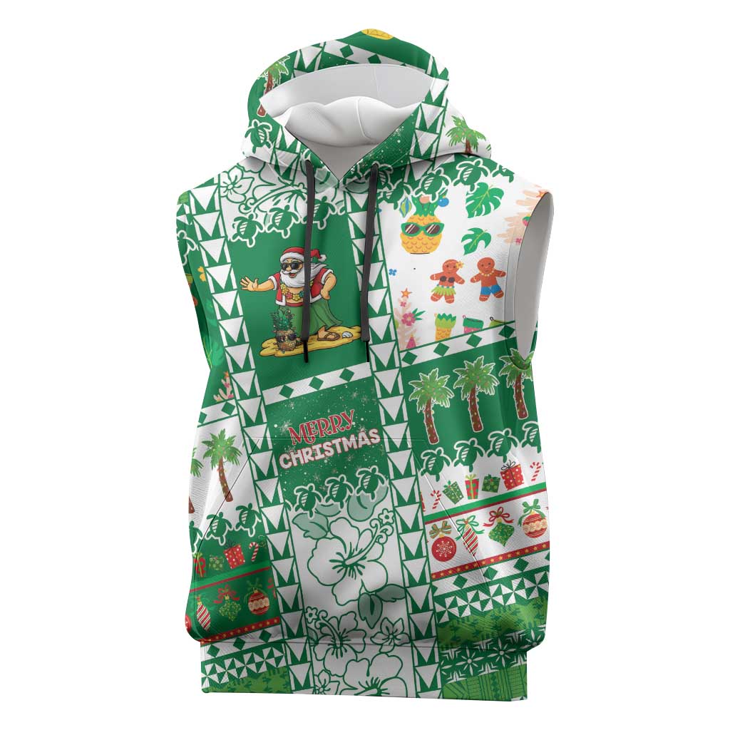Norfolk Island Christmas Sleeveless Hoodie Festive Beach Vibes LT05 Green - Polynesian Pride