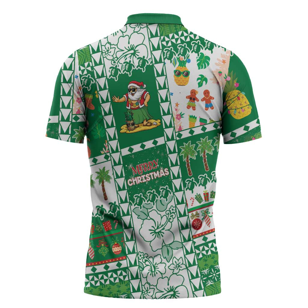 Norfolk Island Christmas Zipper Polo Shirt Festive Beach Vibes - Polynesian Pride