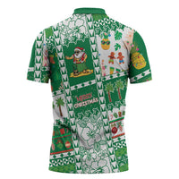 Norfolk Island Christmas Zipper Polo Shirt Festive Beach Vibes - Polynesian Pride
