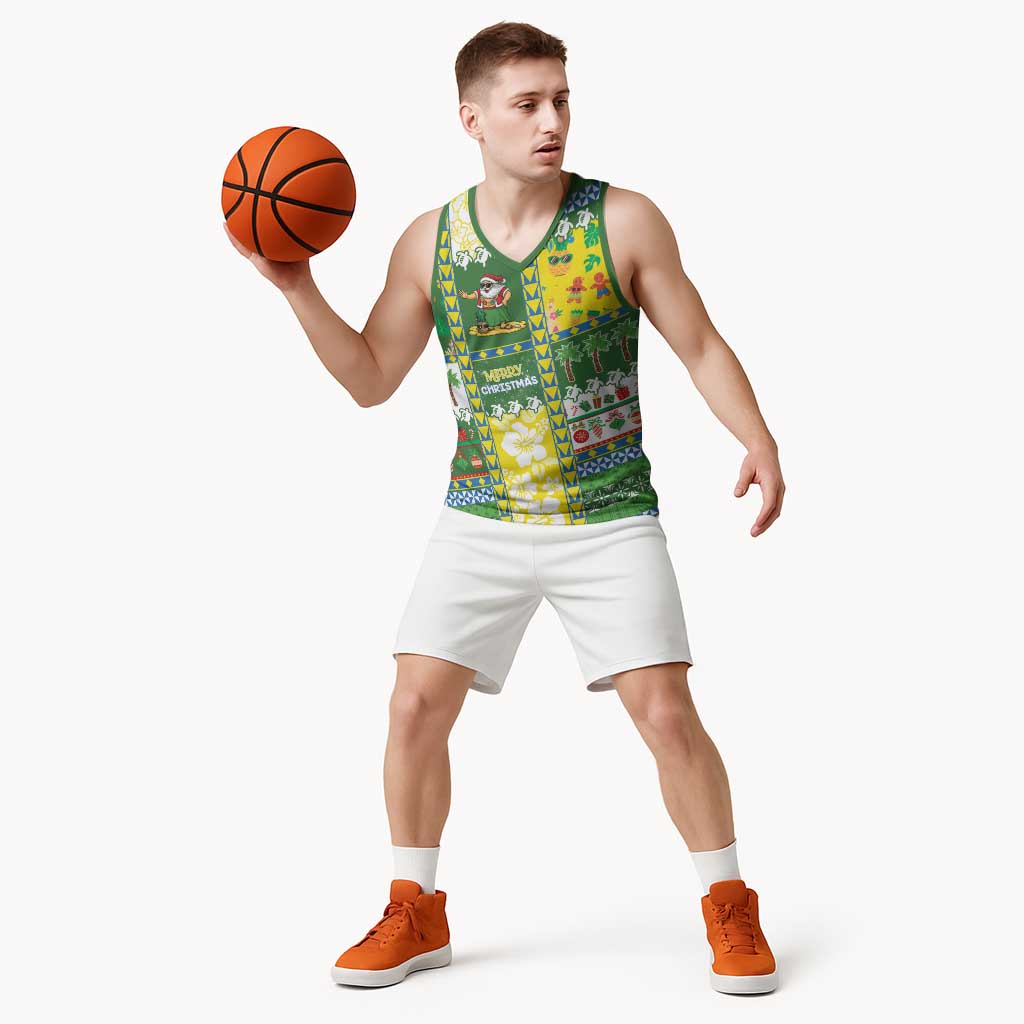 Pitcairn Islands Christmas Basketball Jersey Festive Beach Vibes - Polynesian Pride