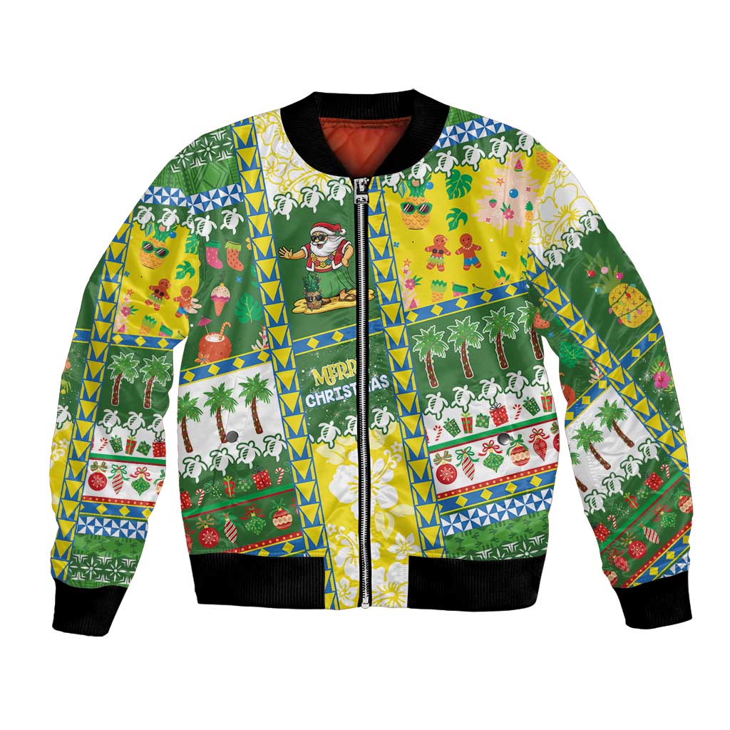 Pitcairn Islands Christmas Bomber Jacket Festive Beach Vibes - Polynesian Pride