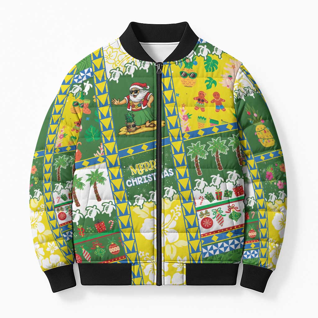 Pitcairn Islands Christmas Bomber Puffer Jacket Festive Beach Vibes - Polynesian Pride