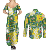 Pitcairn Islands Christmas Couples Matching Summer Maxi Dress and Long Sleeve Button Shirt Festive Beach Vibes - Polynesian Pride