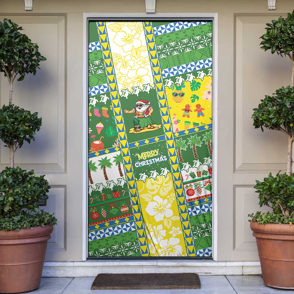 Pitcairn Islands Christmas Door Cover Festive Beach Vibes - Polynesian Pride