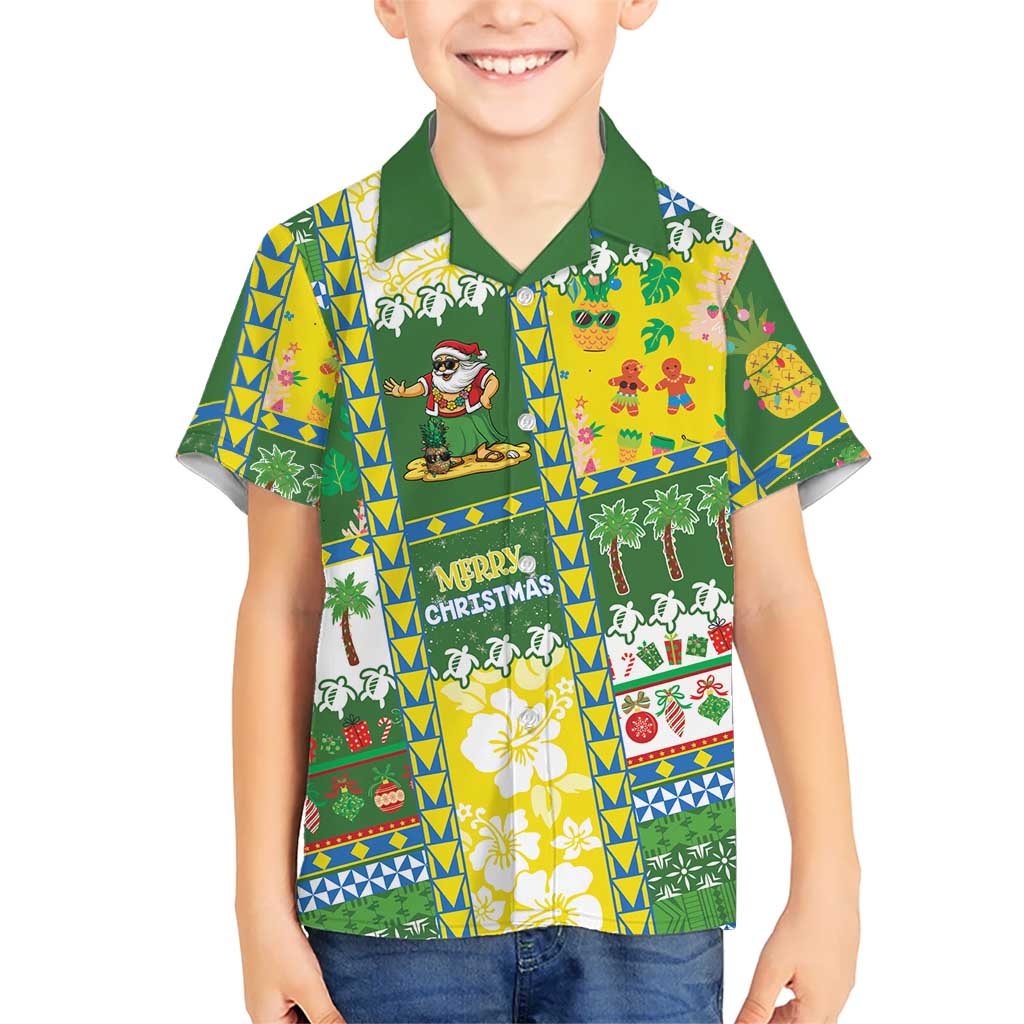 Pitcairn Islands Christmas Family Matching Off The Shoulder Long Sleeve Dress and Hawaiian Shirt Festive Beach Vibes LT05 Son's Shirt Colorful - Polynesian Pride