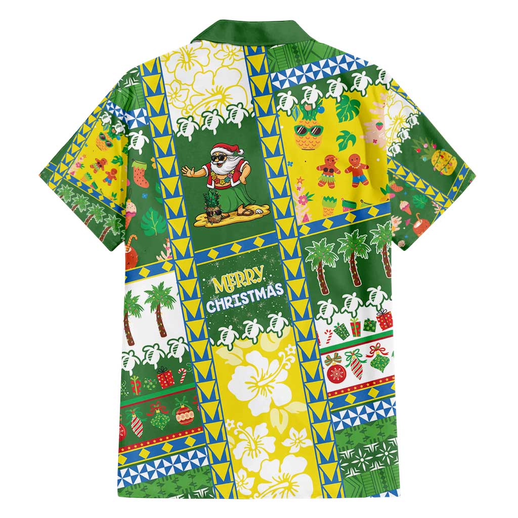 Pitcairn Islands Christmas Family Matching Off Shoulder Short Dress and Hawaiian Shirt Festive Beach Vibes - Polynesian Pride