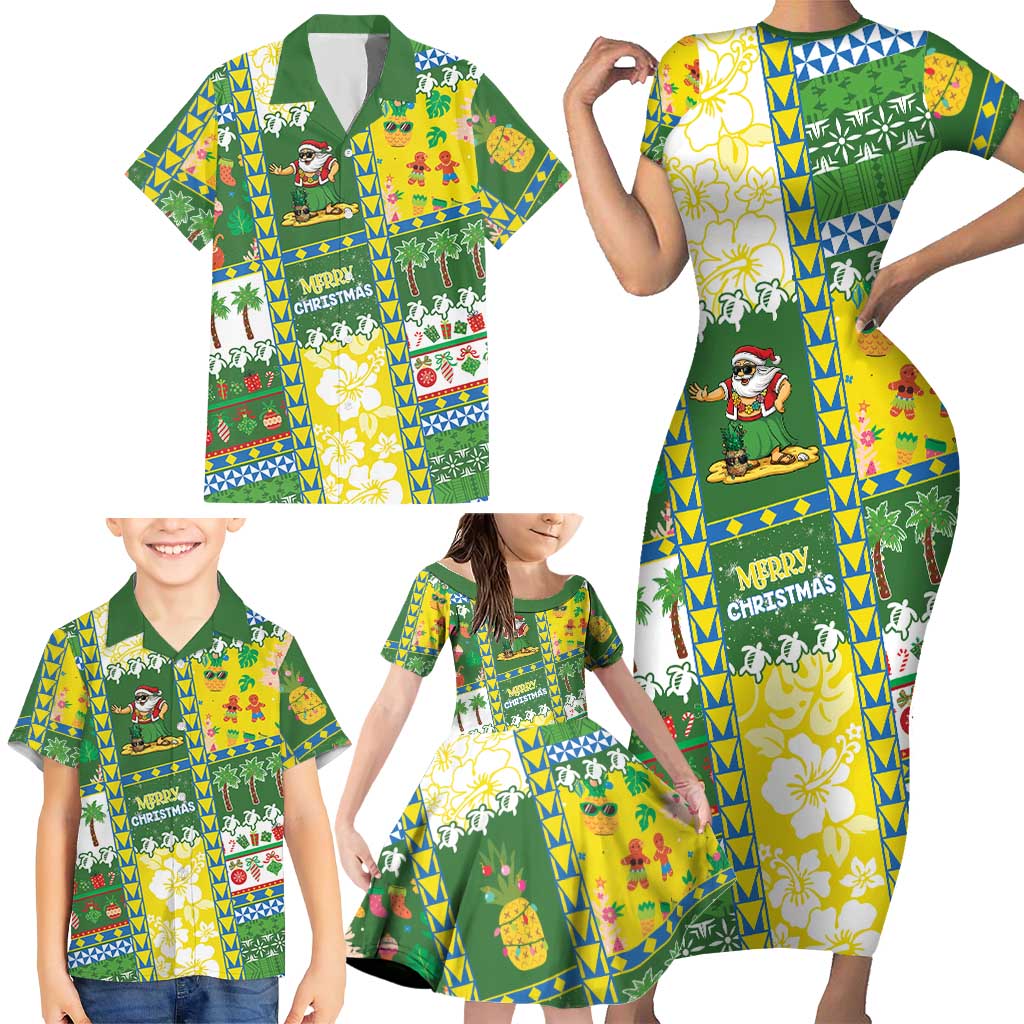 Pitcairn Islands Christmas Family Matching Short Sleeve Bodycon Dress and Hawaiian Shirt Festive Beach Vibes LT05 - Polynesian Pride