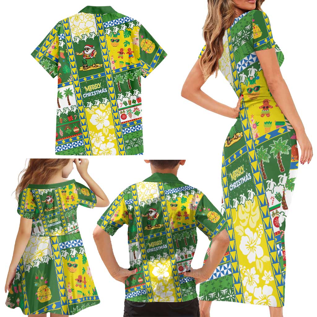 Pitcairn Islands Christmas Family Matching Short Sleeve Bodycon Dress and Hawaiian Shirt Festive Beach Vibes LT05 - Polynesian Pride