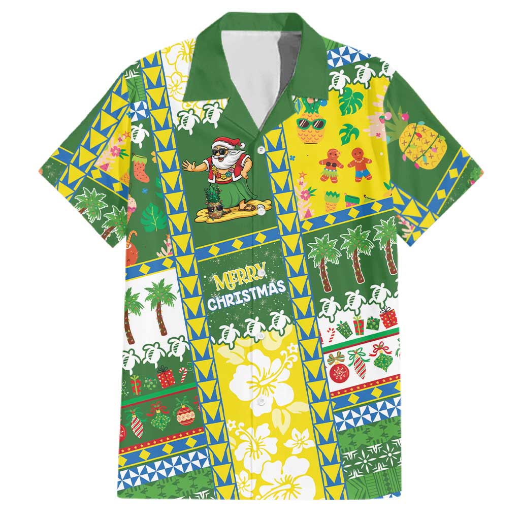 Pitcairn Islands Christmas Family Matching Short Sleeve Bodycon Dress and Hawaiian Shirt Festive Beach Vibes LT05 Dad's Shirt - Short Sleeve Colorful - Polynesian Pride