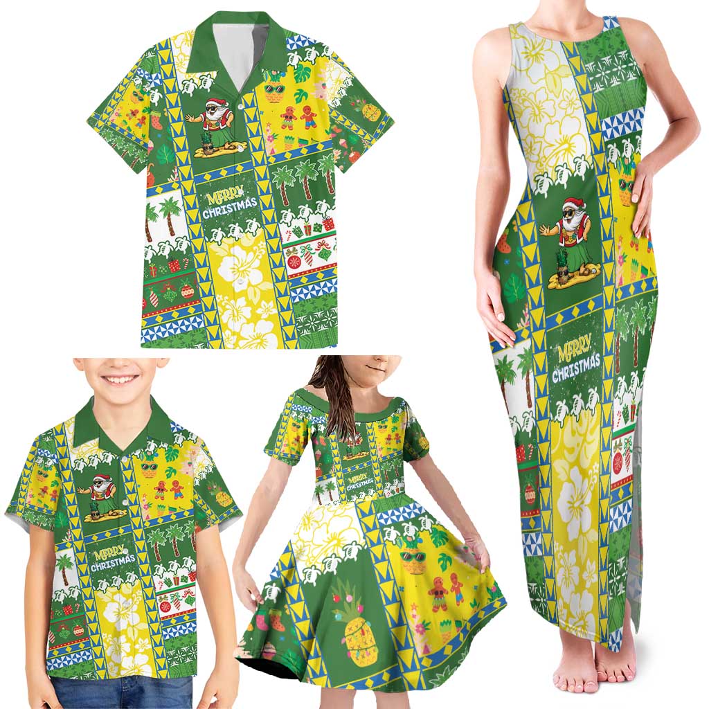 Pitcairn Islands Christmas Family Matching Tank Maxi Dress and Hawaiian Shirt Festive Beach Vibes - Polynesian Pride