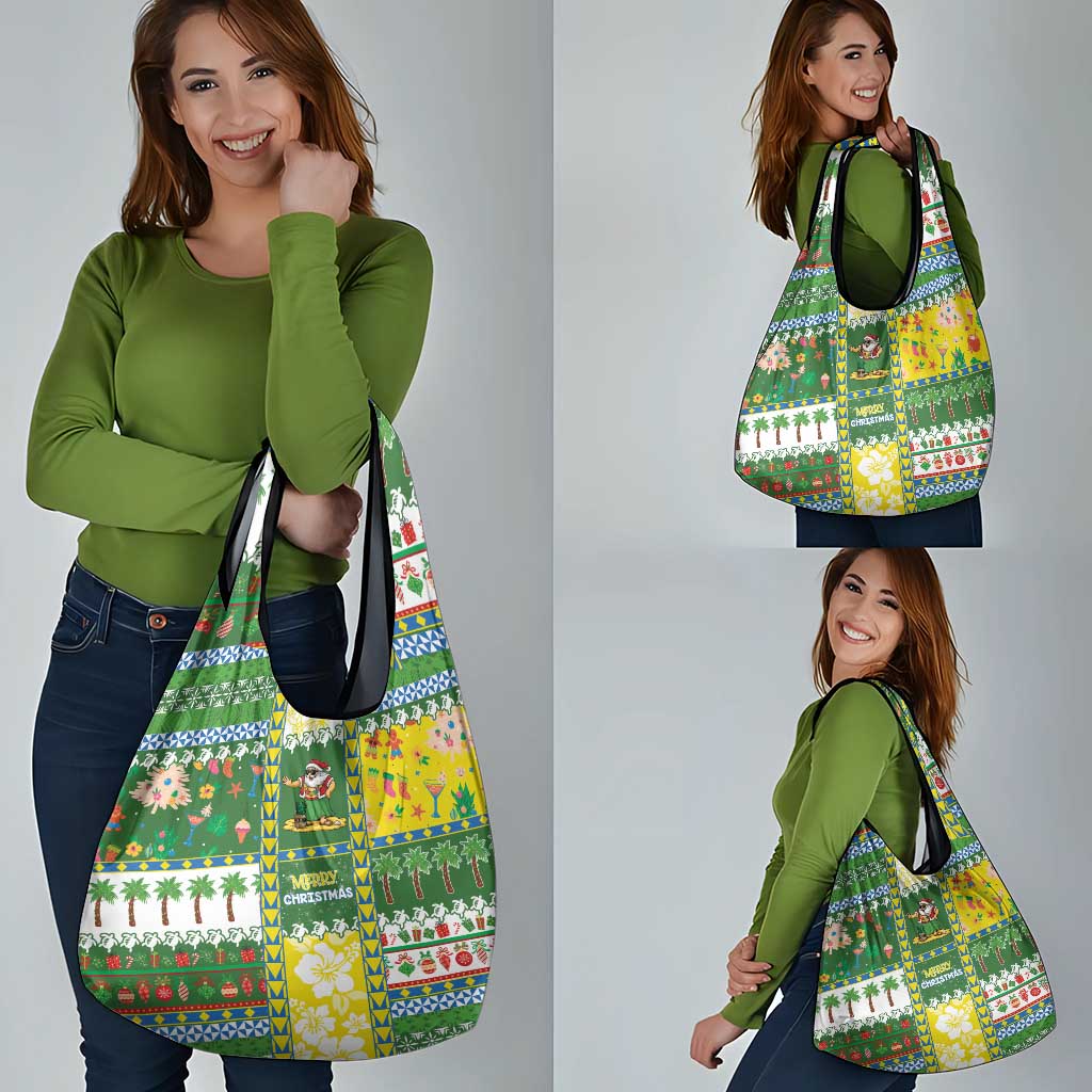 Pitcairn Islands Christmas Grocery Bag Festive Beach Vibes - Polynesian Pride