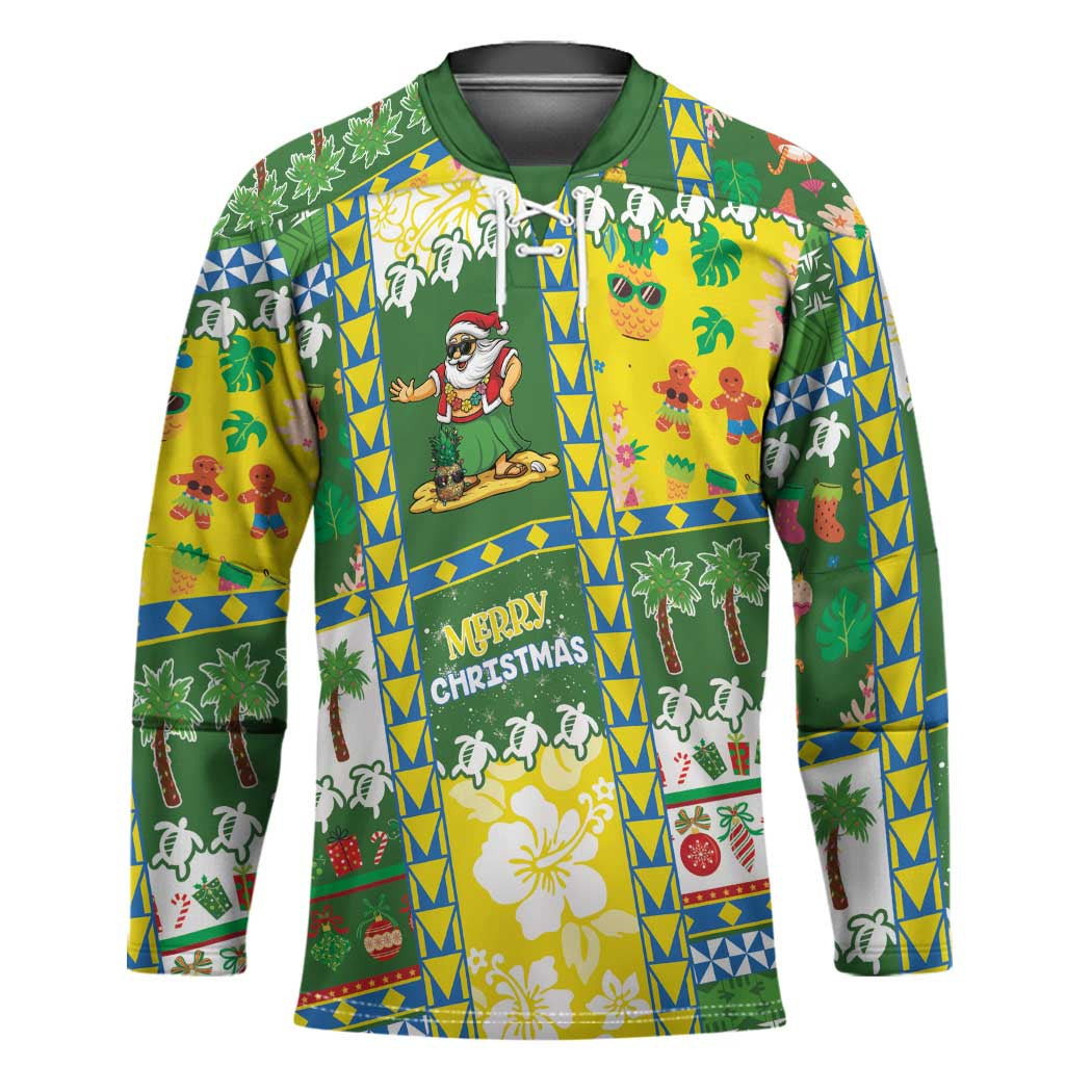 Pitcairn Islands Christmas Hockey Jersey Festive Beach Vibes - Polynesian Pride